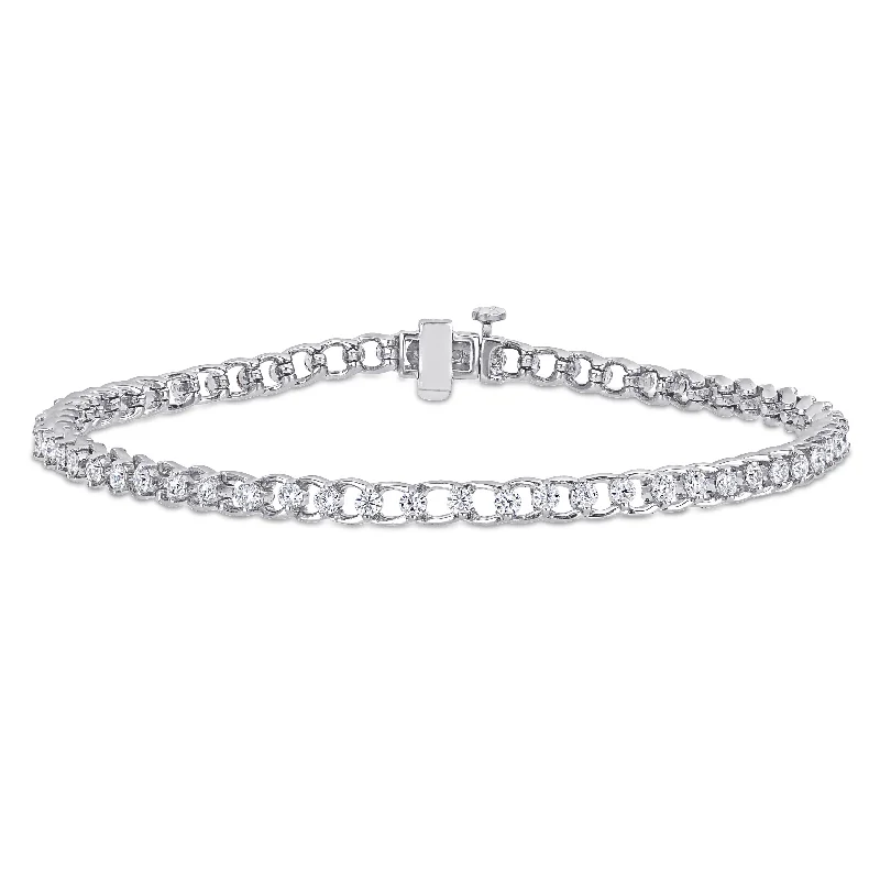 Miadora 1 7/8ct DEW Moissanite Link Tennis Bracelet in Sterling Silver - 7.25 in x 3.6 mm x 3.4 mm