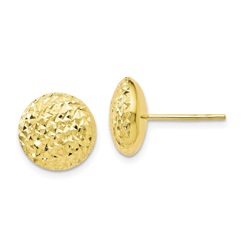 women oversized earrings -10KT Yellow Gold 11MM Diamond-cut Stud Earrings