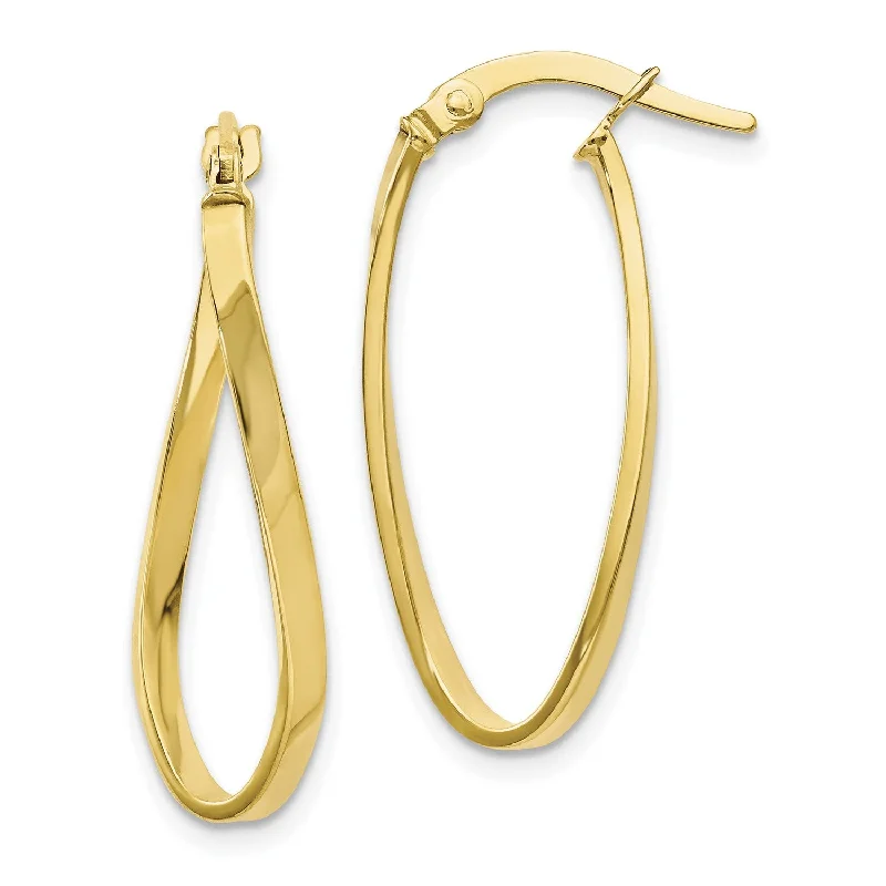 women hoop earrings for women -10KT Yellow Gold 26X16MM Twist Hoop Earrings