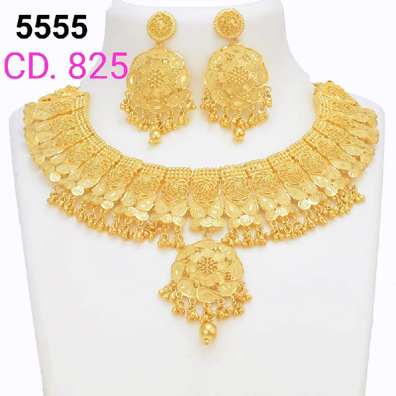 women vintage pendant necklaces -MR Jewellery Forming Gold Plated Necklace Set