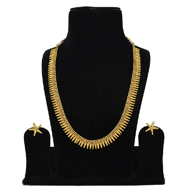 women wedding necklaces -Saloni Fashion Jewellery Gold Plated Long Necklace Set