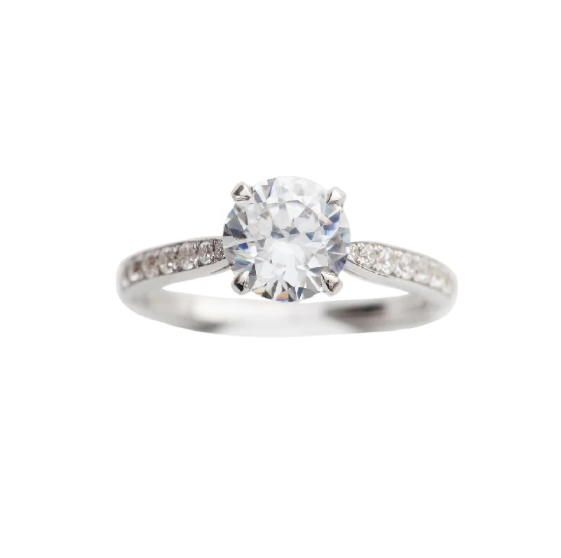 women chic engagement rings -Solitaire Diamond Ring Whitegold, White