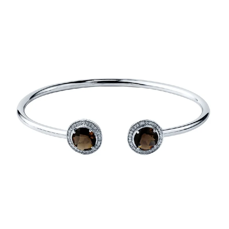 Auriya 3 1/4ct Smoky Quartz Gold over Silver Bangle Bracelet with Diamond Accents