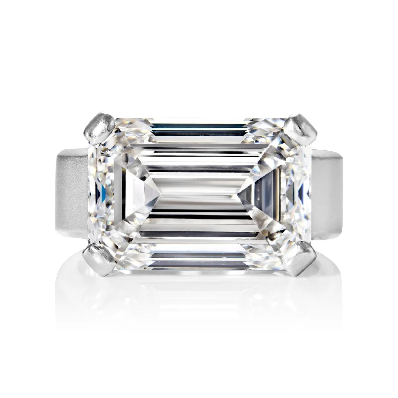 women engagement rings with sapphire -Layna 20 Carat G VS2 Emerald Cut Lab-Grown Diamond Solitaire Engagement Ring in Platinum