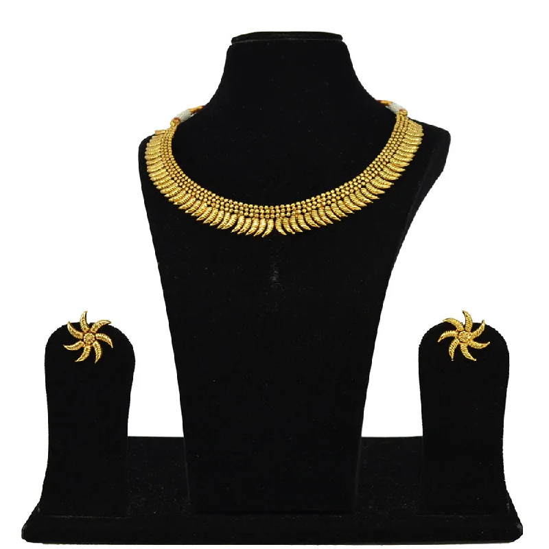 women radiant-cut necklaces -Saloni Fashion Jewellery Gold Plated Necklace Set