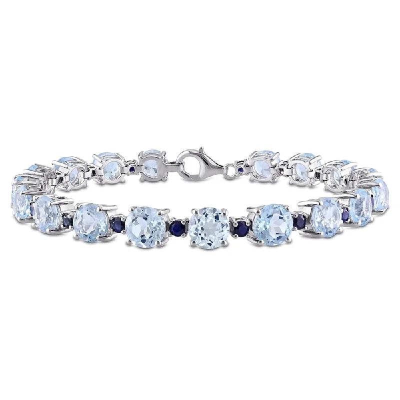 Miadora Sterling Silver Blue Topaz and Sapphire Bracelet