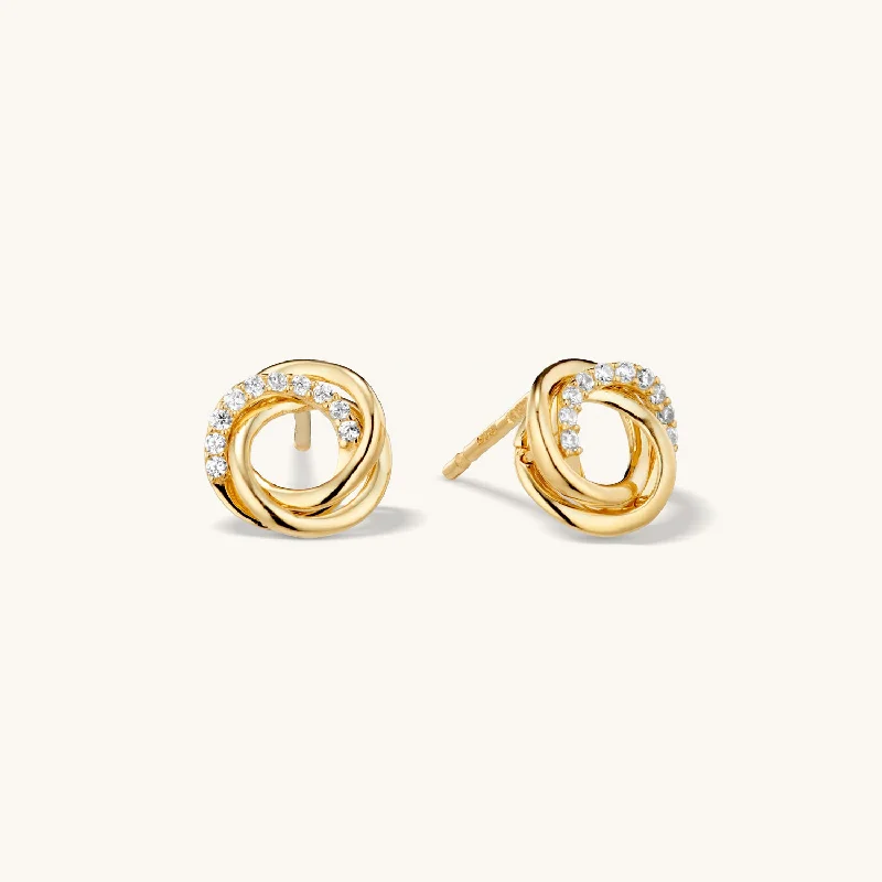 women trendy gold earrings -Solid Gold Eternity Stud Earrings