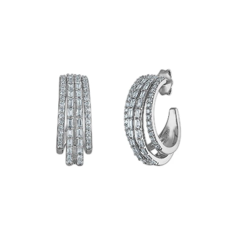 women shimmering earrings -EcoLove 1 CTW Lab Grown Diamond Hoop Earrings in Sterling Silver