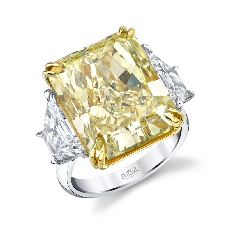 women unique engagement rings -18.88 Carat Platinum Fancy Intense Yellow Diamond Ring