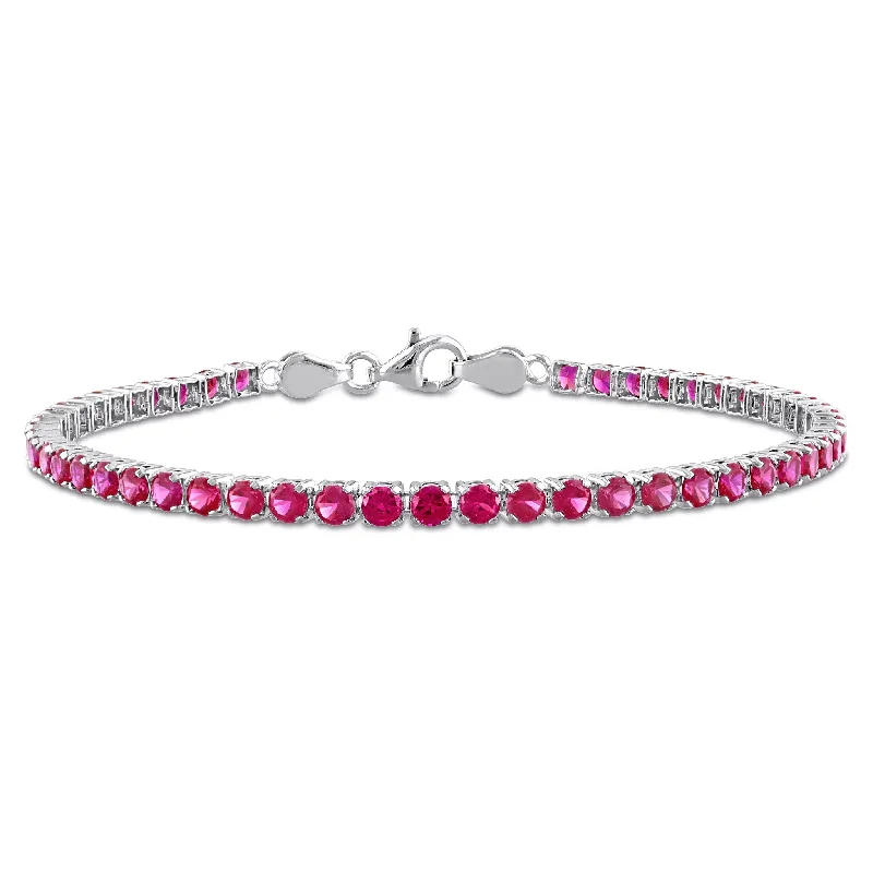 Miadora 5 1/10ct TGW Created Ruby Tennis Bracelet in Sterling Silver