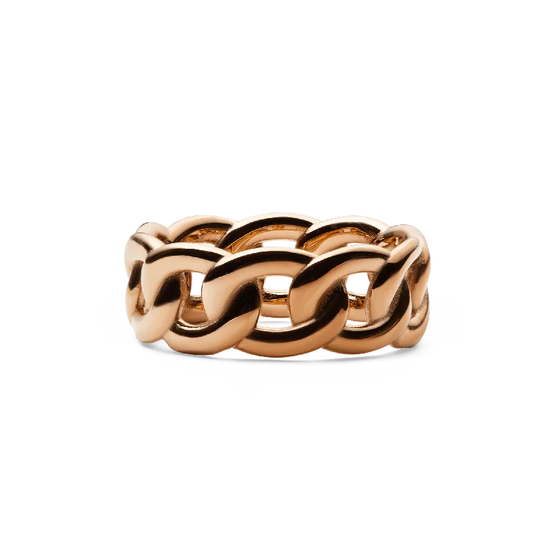 women gemstone bangles -Chunky Chain Ring Rose Gold