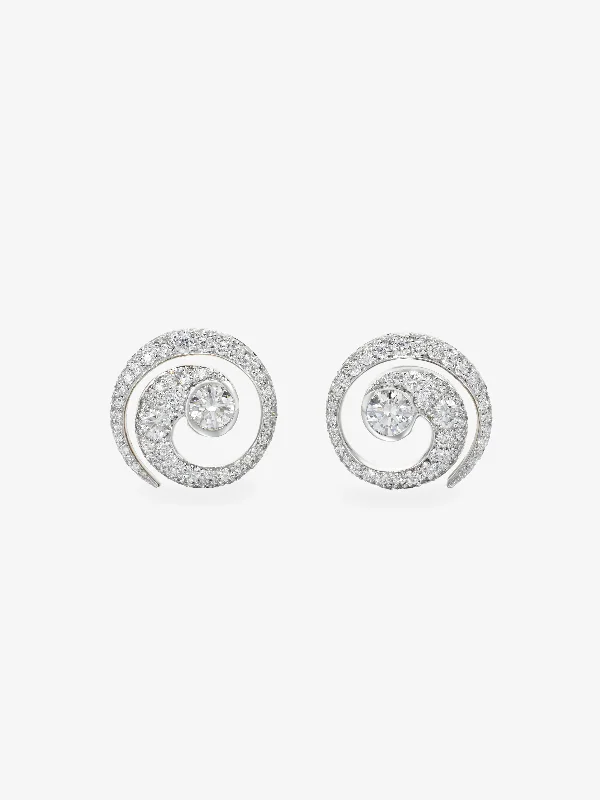 women fashion dangle earrings -Tattoo Diamond & White Gold Stud Earrings