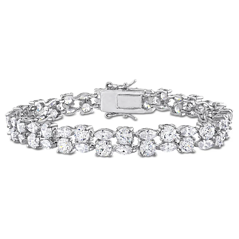 Miadora 17 5/8ct TGW Created White Sapphire Bracelet in Sterling Silver