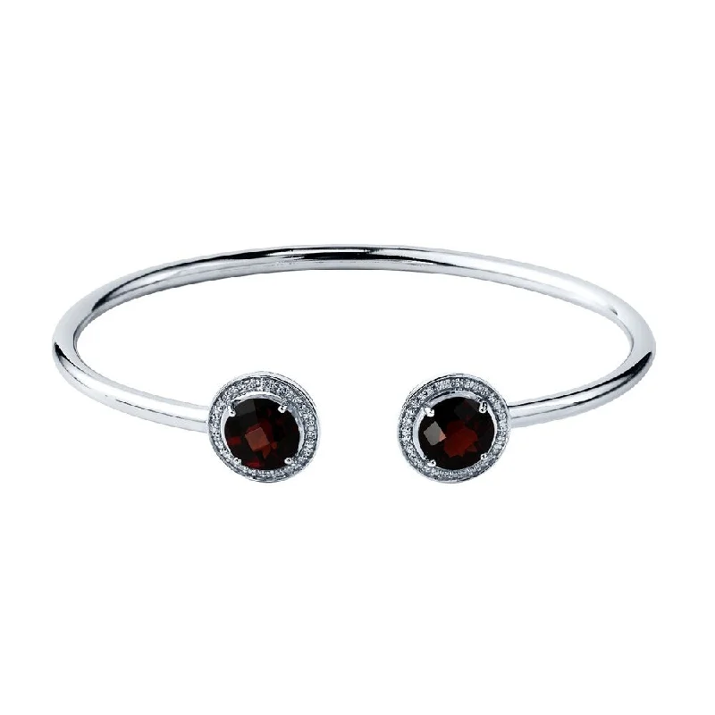 Auriya 4 1/4ct Red Garnet Gold over Silver Bangle Bracelet with Diamond Accents