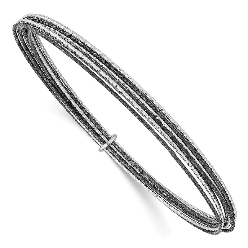 Curata Sterling Silver Ruthenium Plated 10 Layer Slip On Bangle Bracelet