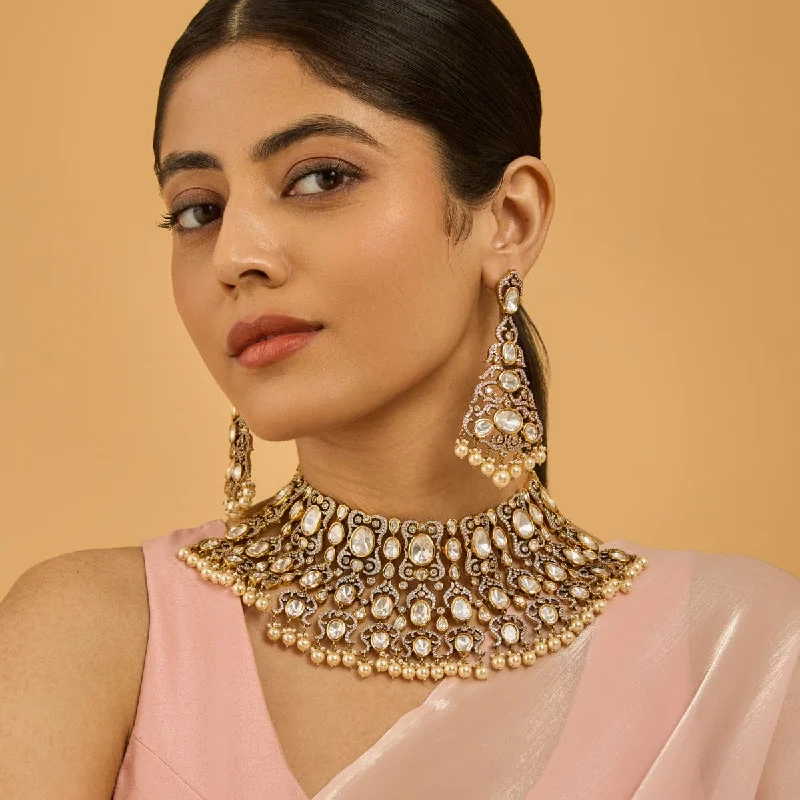 women chic choker necklaces -Kundan Necklace 178322