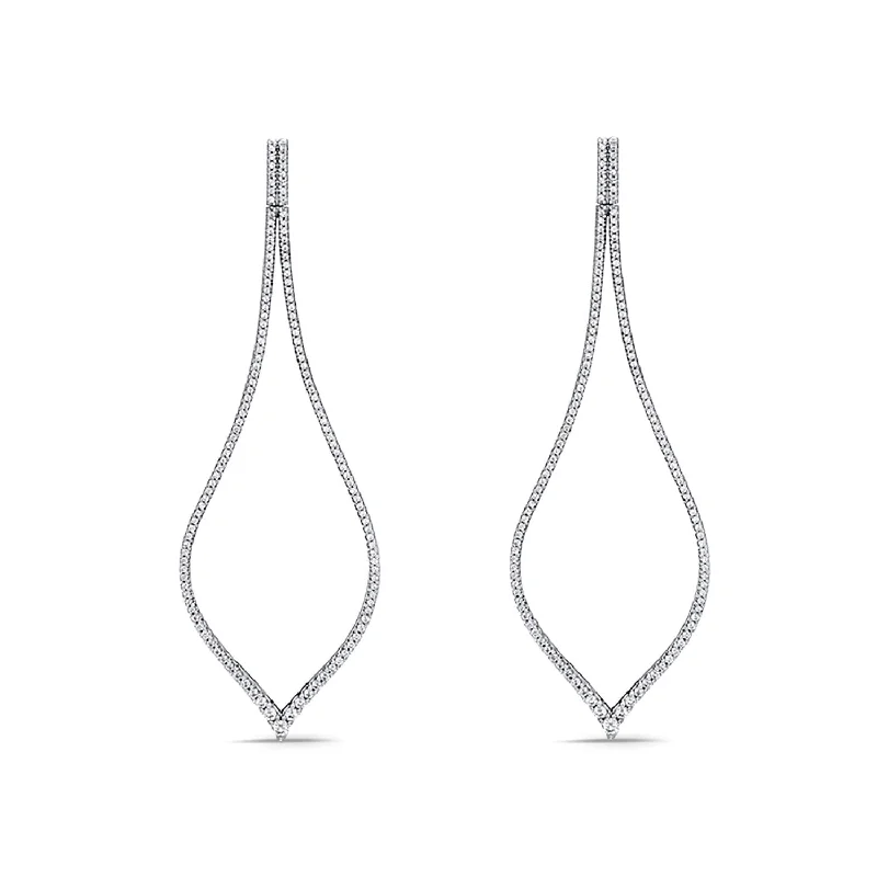 women statement earrings -1-1/2 CTW Diamond Fashion Earrings in 10KT White Gold