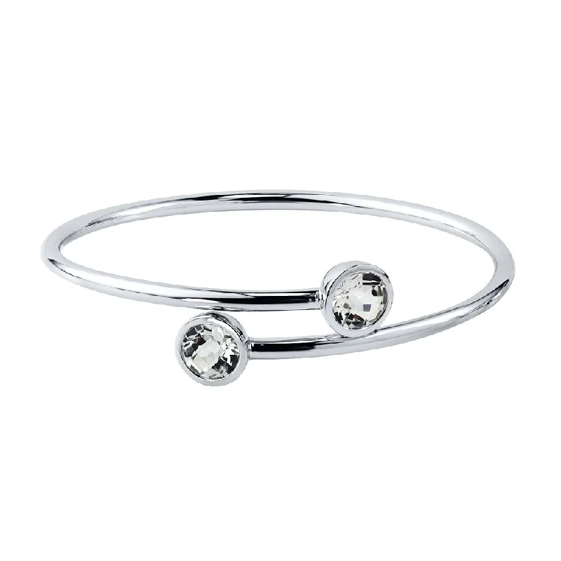 Stackable 4ct Round White Topaz Bypass Bangle Bracelet by Auriya in Gold over Silver