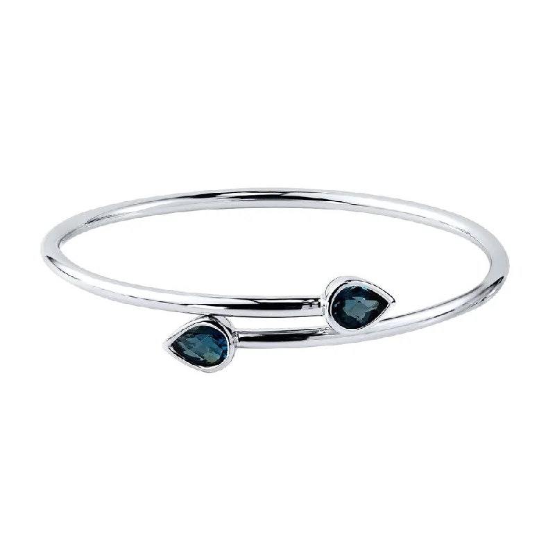 Auriya 2 1/2ct Pear-cut London Blue Topaz Bypass Bangle Bracelet Gold over Silver