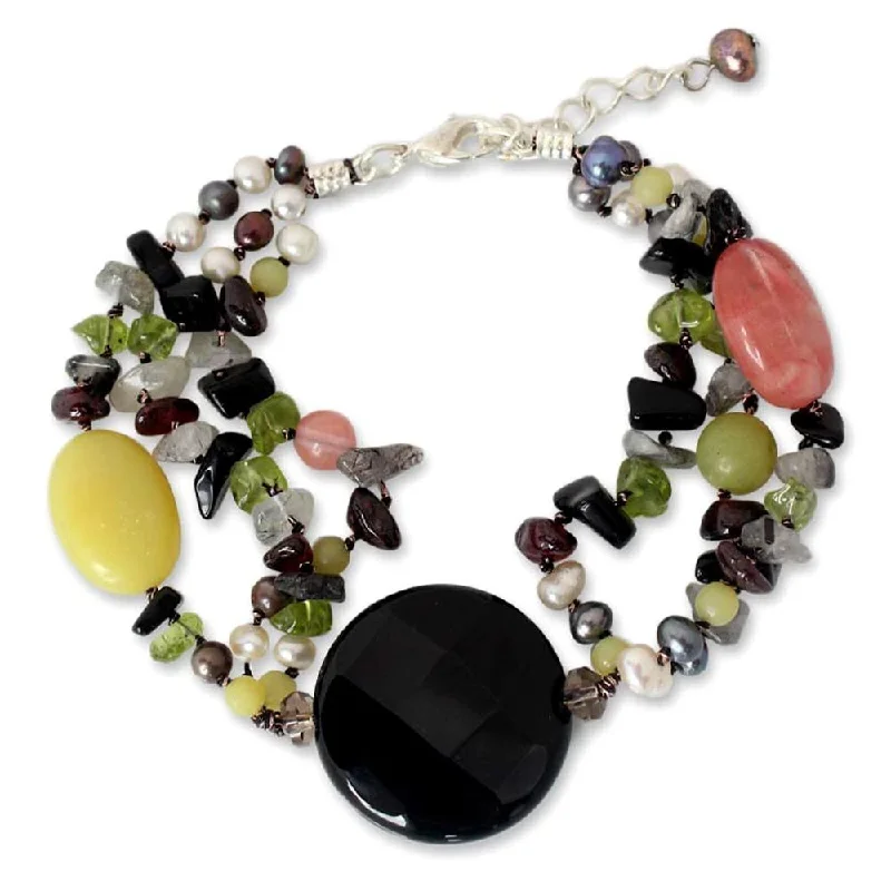 Handmade Pearl 'Flirt' Multi-gemstone Bracelet (4 mm) (Thailand)