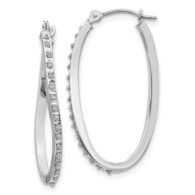 women big earrings -Diamond Fascination 14KT White Gold Diamond 30X1MM Diamond Accent Twist Hoop Earrings