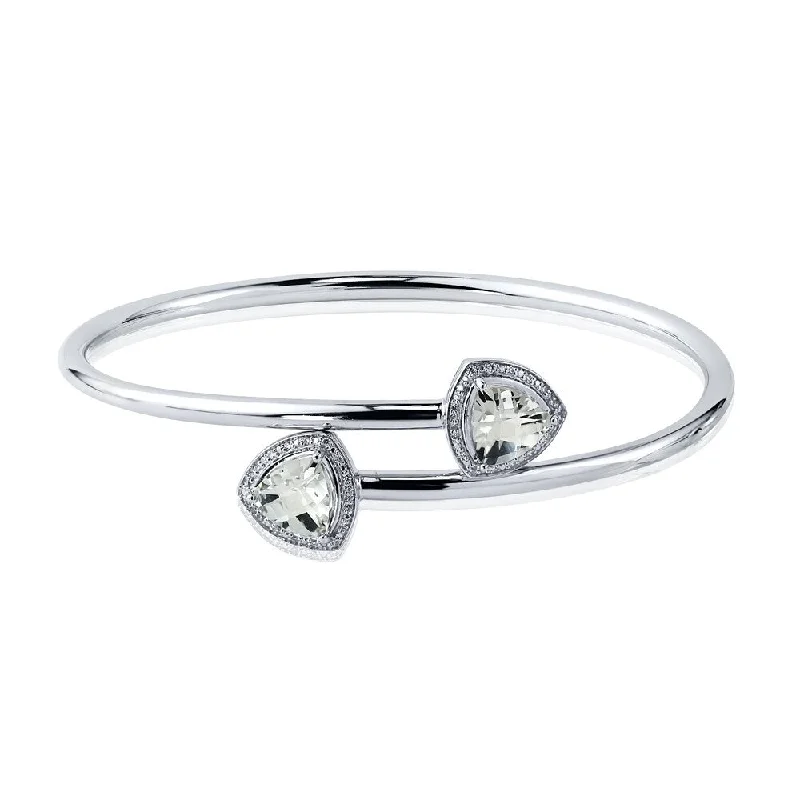 Auriya 3 3/4ct Trillion-Cut White Topaz Gold over Silver Bangle Bracelet with Diamond Accents