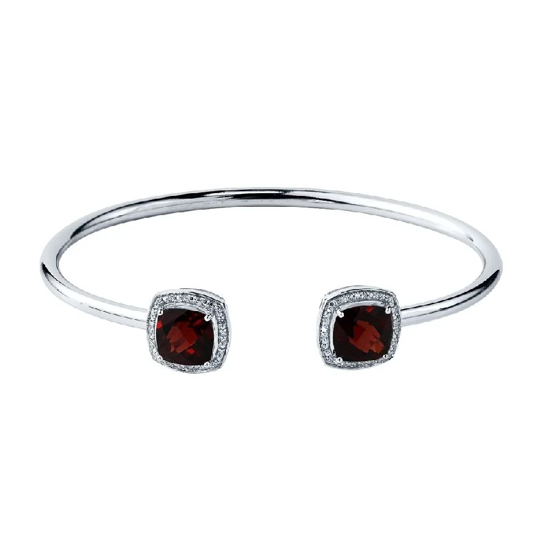 Auriya 5ct Cushion-Cut Red Garnet Gold over Silver Bangle Bracelet with Diamond Accents