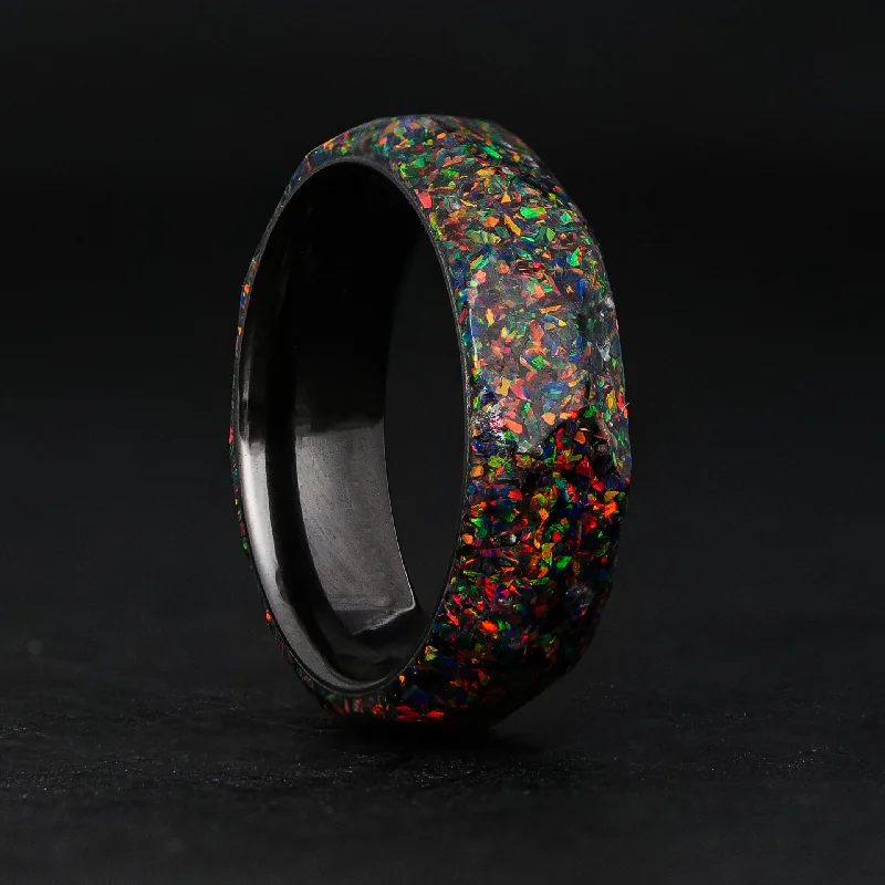 women bangles -Obsidian Black Fire Opal Ring