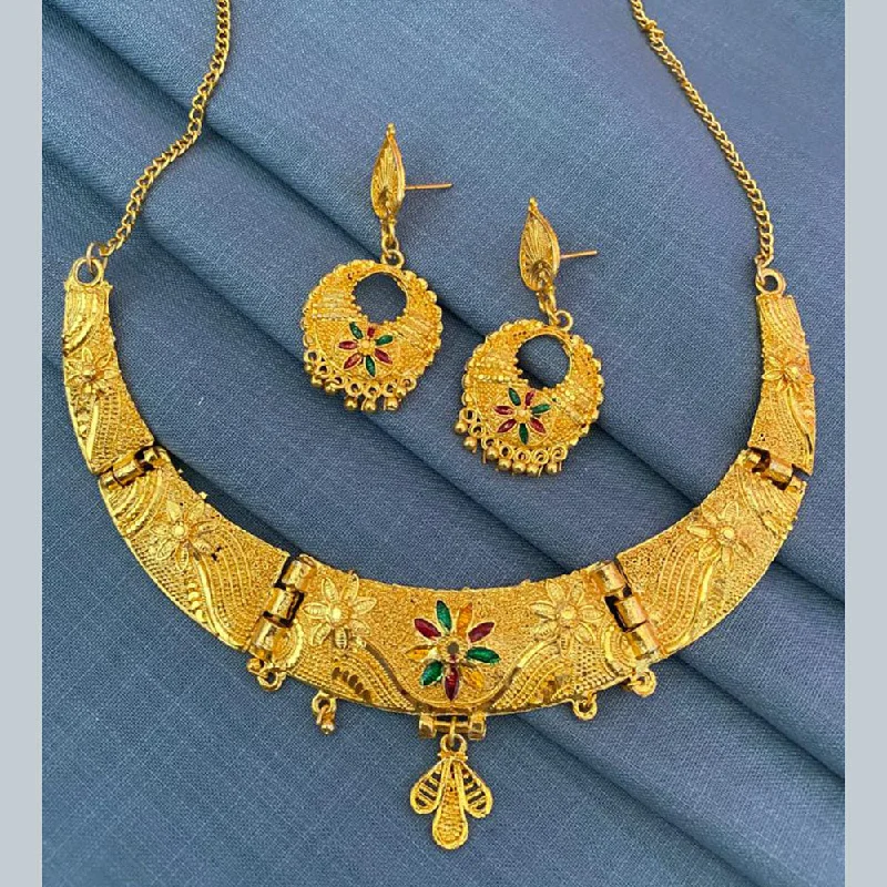 women geometric necklaces -Mahavir Gold Plated Necklace Set