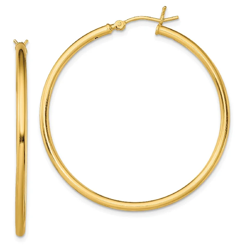 women oversized earrings -Goldtone Sterling Silver 2X40MM Hoop Earrings