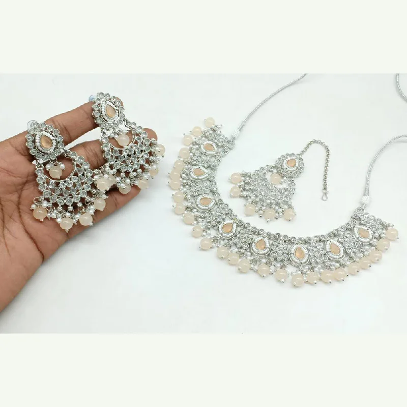 women sterling silver necklaces -Manisha Jewellery Silver Plated Crystal Stone Necklace Set