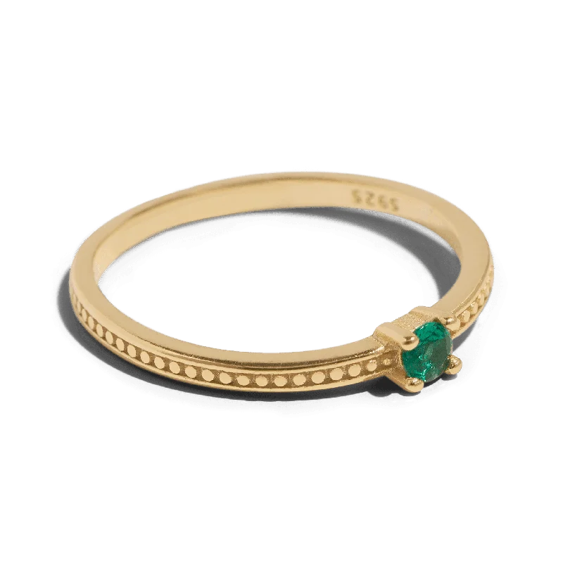 women customized bangles -THE EMMA RING GREEN - Solid 14k gold