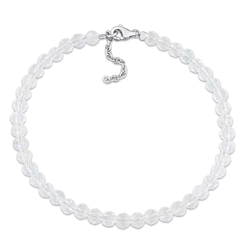 Miadora 6 1/2ct TGW White Topaz Facetted Bead Bracelet in Sterling Silver-725+1 in