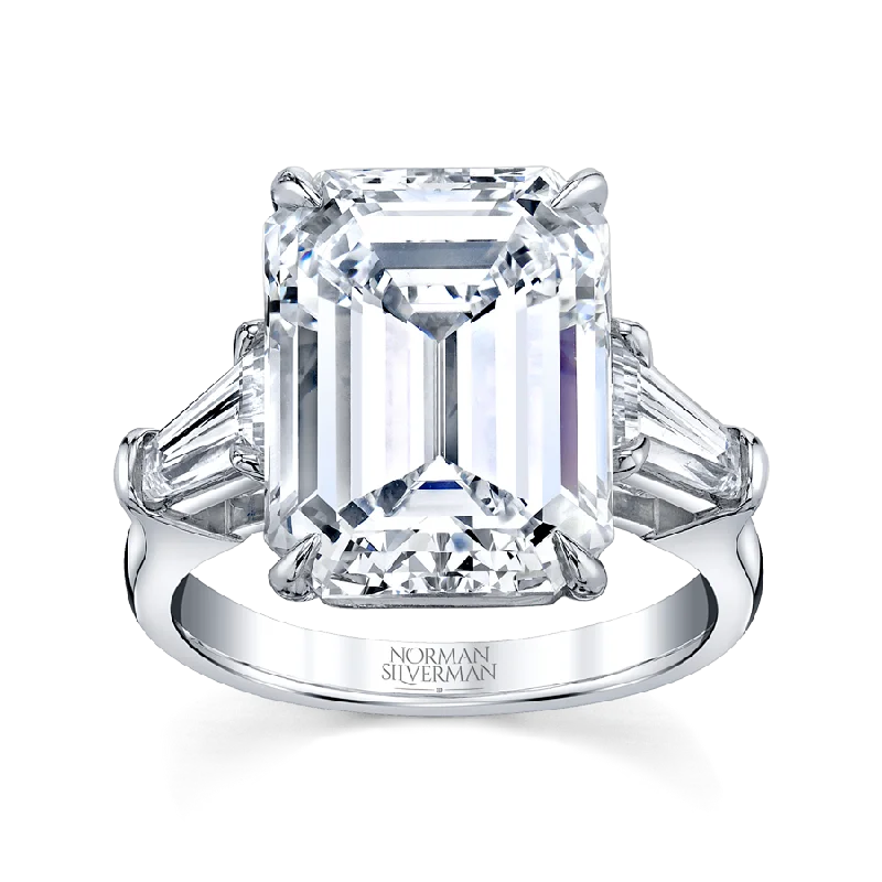 women custom engagement rings -8.43 Carat Platinum Emerald-Cut Diamond Ring