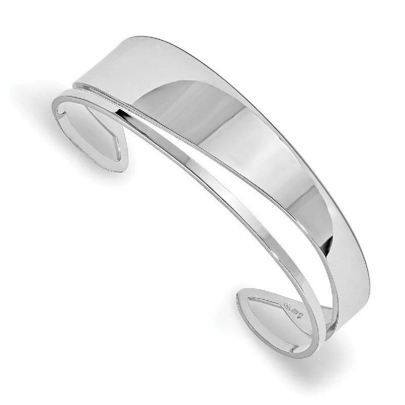 Curata 925 Sterling Silver 17mm Polished Modern Cut-out Cuff Bangle Bracelet