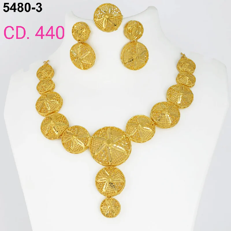 women luxury designer necklaces -MR Jewellery Forming Gold Plated Necklace Set