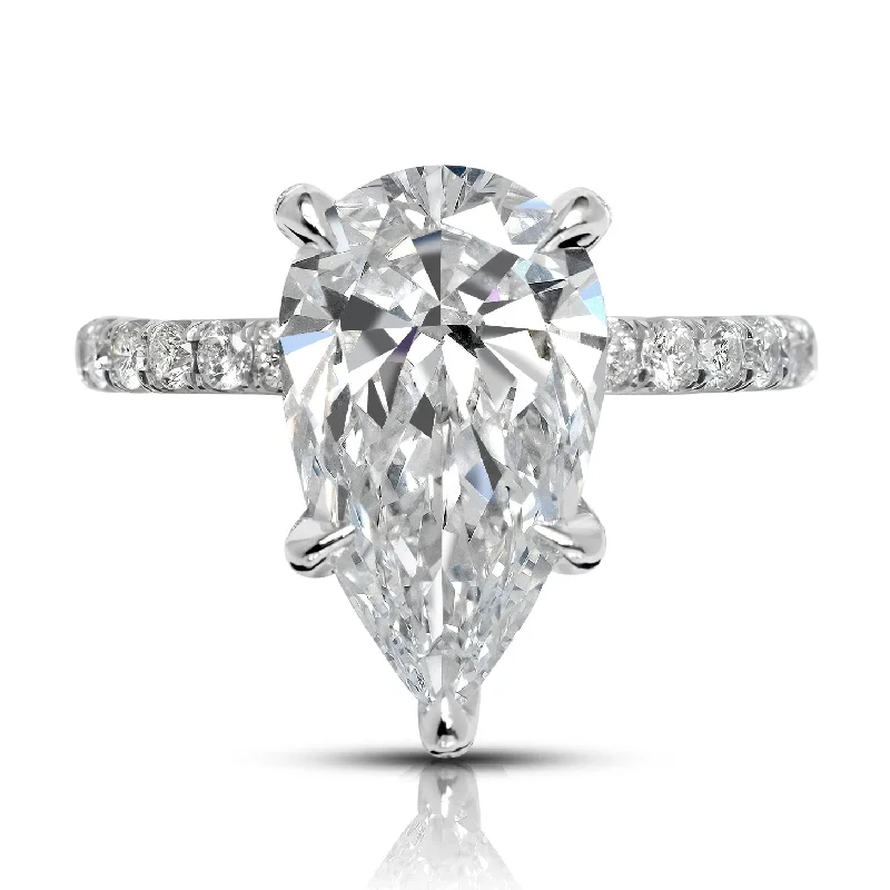 women matching engagement rings -ELENA 4 CARAT PEAR SHAPE D COLOR INTERNALLY FLAWLESS CLARITY DIAMOND ENGAGEMENT RING PLATINUM GIA CERTIFIED 3 D IF BY MIKE NEKTA