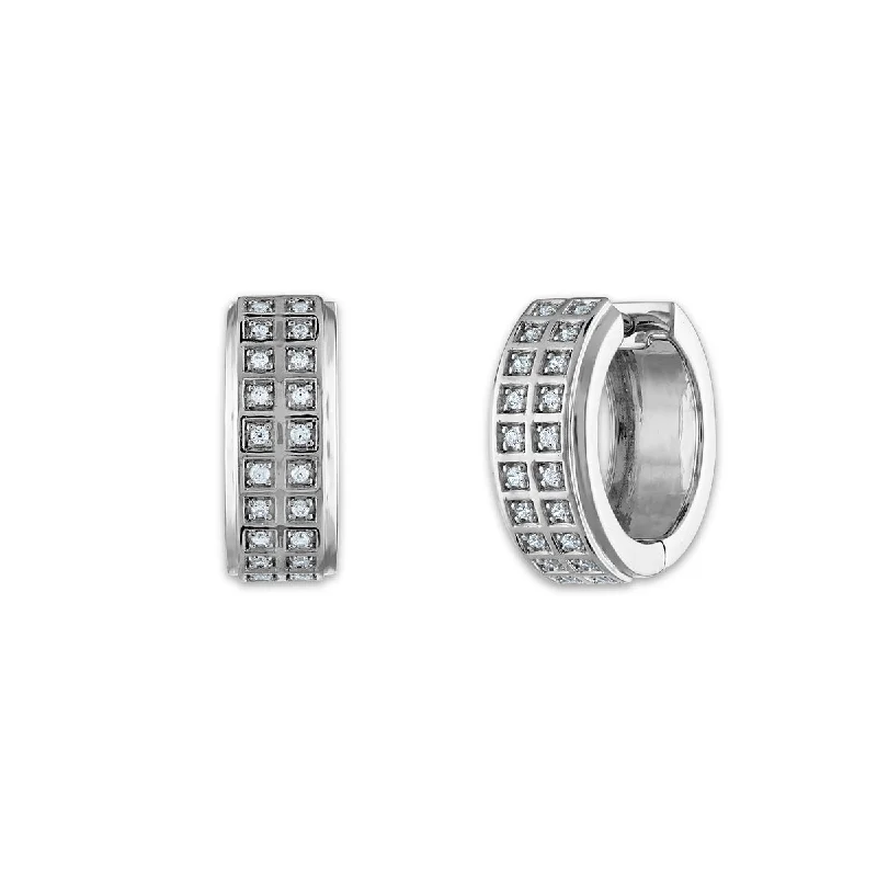 women designer earrings -EcoLove 1/4 CTW Lab Grown Diamond Huggie Earrings in Rhodium Plated Sterling Silver