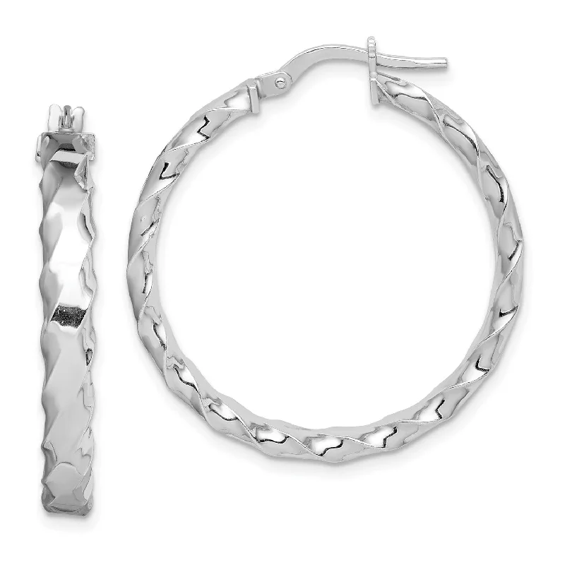 women crystal earrings -Sterling Silver 33X4MM Hoop Earrings