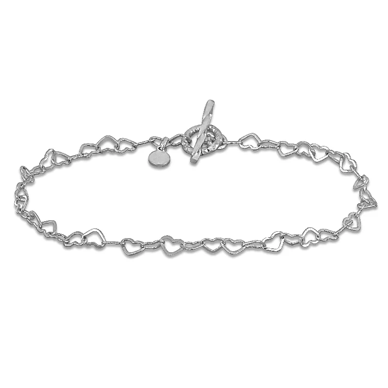 Miadora 3.5mm Heart Link Bracelet in Sterling Silver-7.25 in