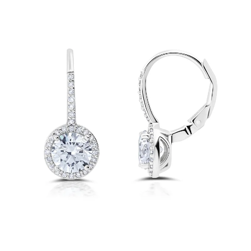 women glamorous earrings -Crislu Platinum Plated Sterling Silver Round Cubic Zirconia Fashion Earrings