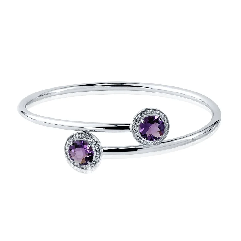 Auriya 3ct Purple Amethyst Gold over Silver Bangle Bracelet with Diamond Accents