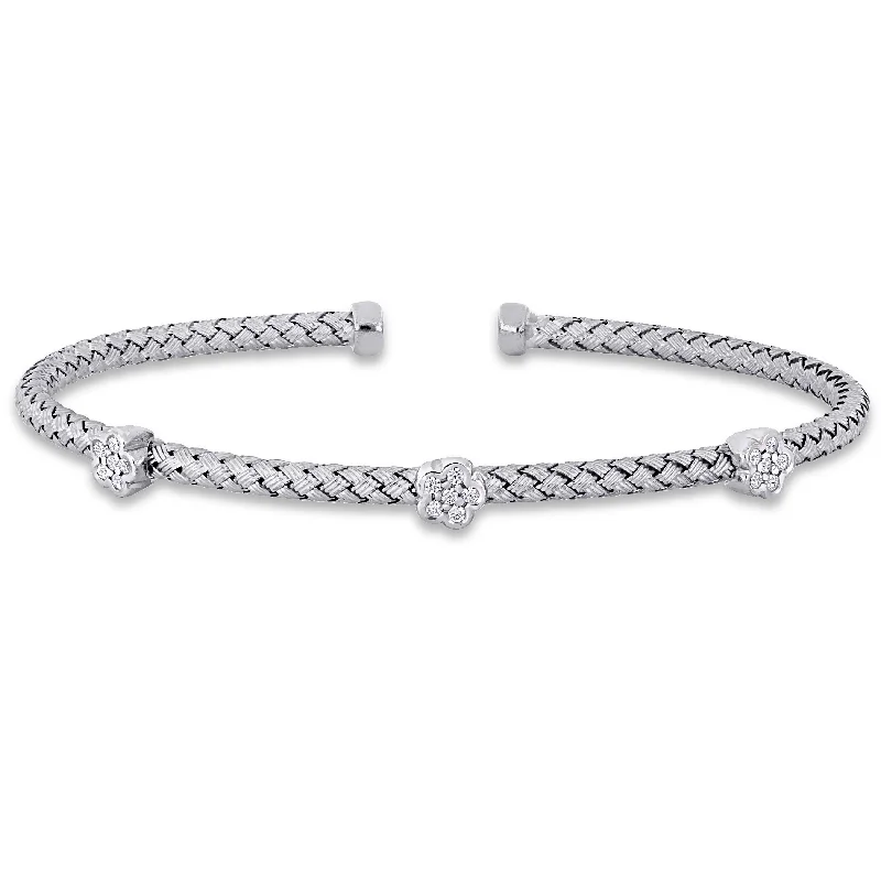 Miadora 1/2ct TGW Cubic Zirconia Station Bangle Bracelet in Sterling Silver - 7.5 in - 7.5 in x 5.25 mm x 4.4 mm