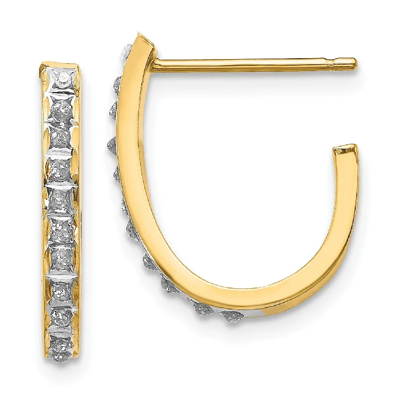 women stud earrings -Diamond Fascination Diamond Accent Hoop Earrings in 14KT Yellow Gold