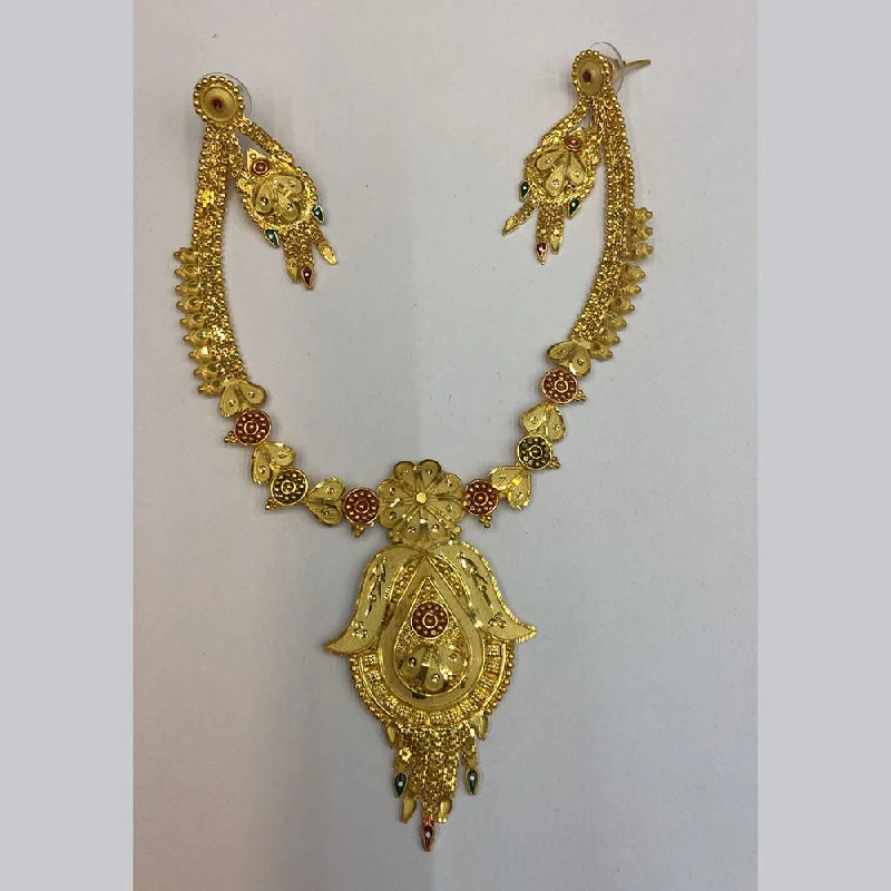 women gold bar necklaces -The Jangid Arts Gold Plated Necklace Set