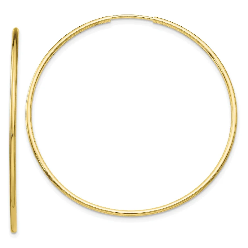 women fashion statement earrings -10KT Yellow Gold 42X1.2MM Endless Hoop Earrings