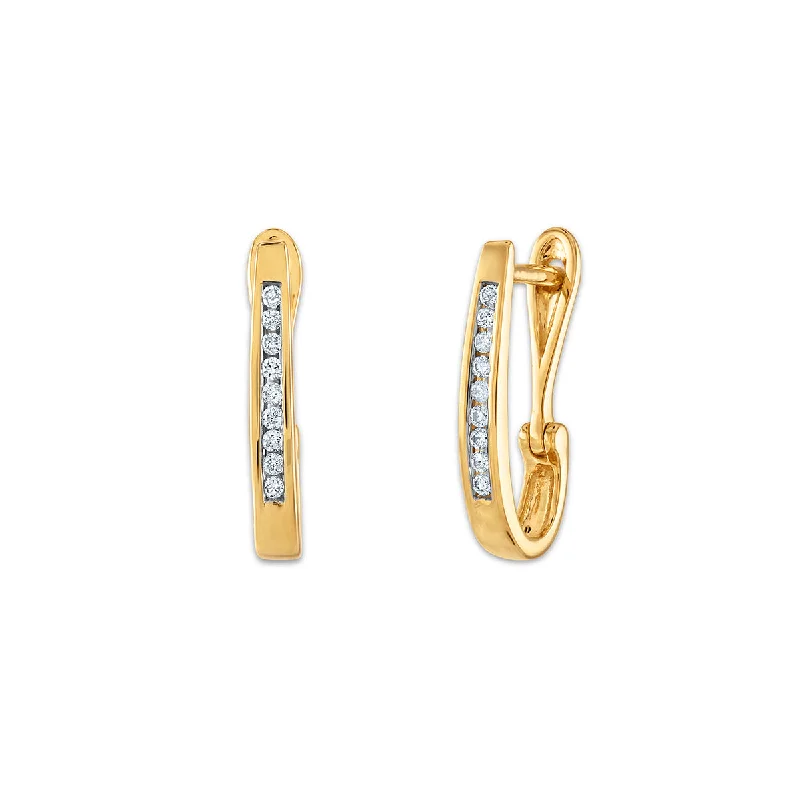 women luxury hoop earrings -1/10 CTW Diamond Hoop Earrings in 10KT Yellow Gold