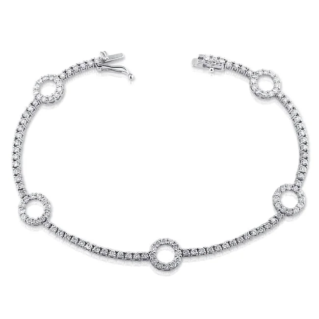 14k White Gold 2ct TDW Diamond Tennis Bracelet - White Gold