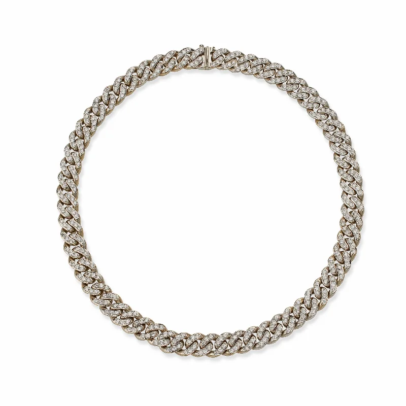 women nature-inspired necklaces -Bulgari 18K White Gold and Diamond "Gourmette" Chain Necklace