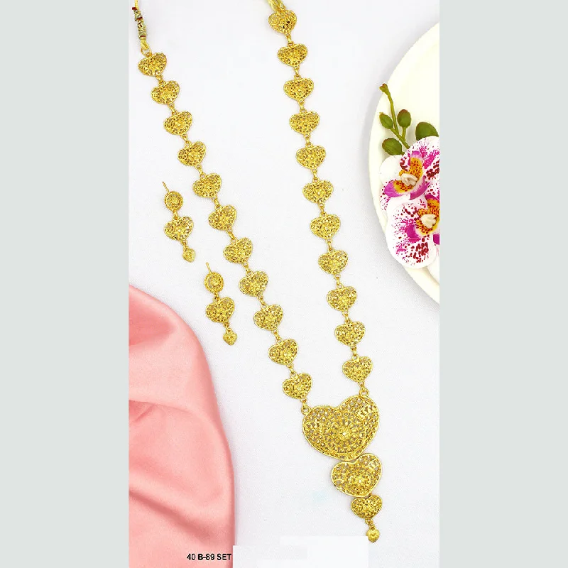 women infinity necklaces -Mahavir Forming Gold Plated Long Necklace Set